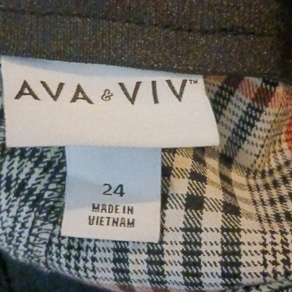 Ava & Viv Pants High Rise Straight Leg Ankle Stretch Plaid Womens Plus Size 24 - Picture 7 of 7